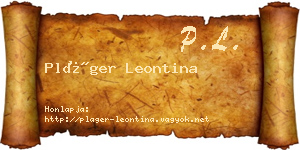 Pláger Leontina névjegykártya